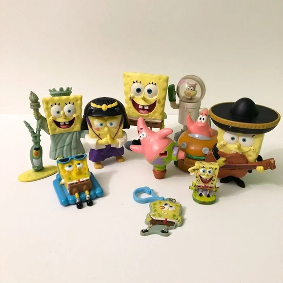 Assorted Spongebob Squarepants Figures Bobble  Square Head Keychain Toys - Picture 1 of 16
